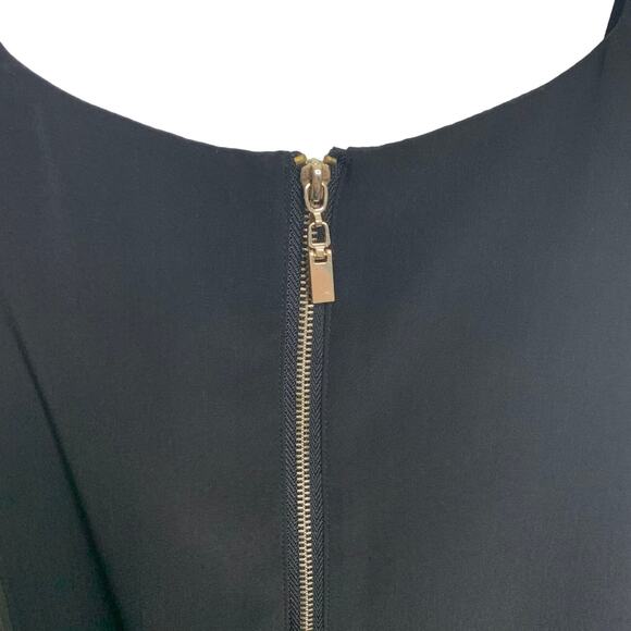 OLEG CASSINI Sleeveless Mini Shift Dress Pleated Front Scoop Neck Black Size S - Picture 9 of 11